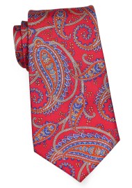 Persian Paisley Tie in Reds and Blues