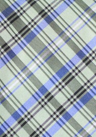 Mens Plaid Tie in Greens and Blues
