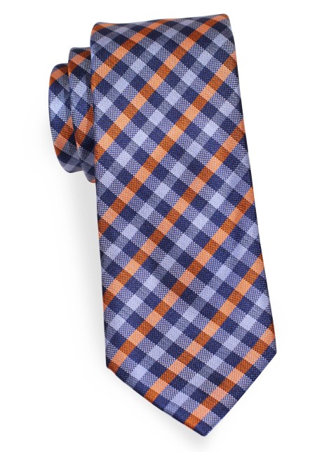Summer Gingham Tie in Orange and Blue