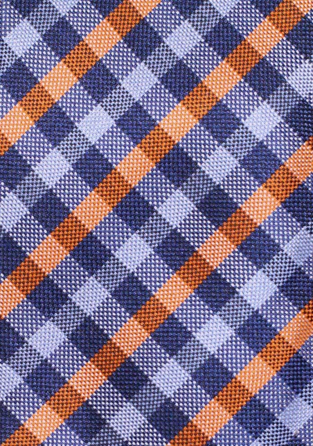 Summer Gingham Tie in Orange and Blue