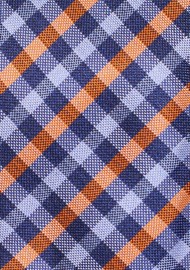 Summer Gingham Tie in Orange and Blue