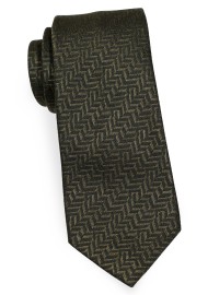 Men's Herringbone Necktie in Deep Olive
