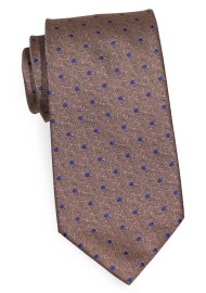 Bronze and Royal Polka Dot Necktie