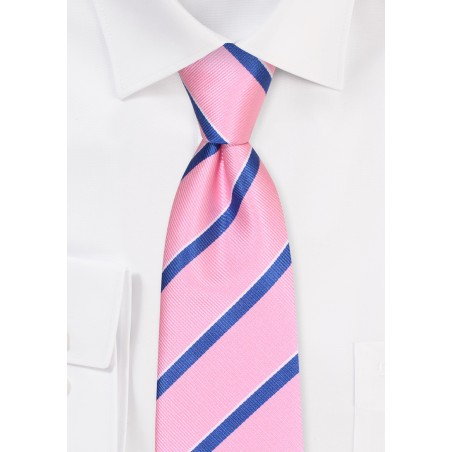Repp Striped Necktie in Pink and Navy