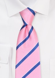 Repp Striped Necktie in Pink and Navy