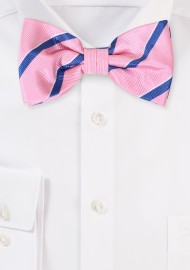 Repp Striped Bow Tie | Pink and Navy Repp Striped Bowtie