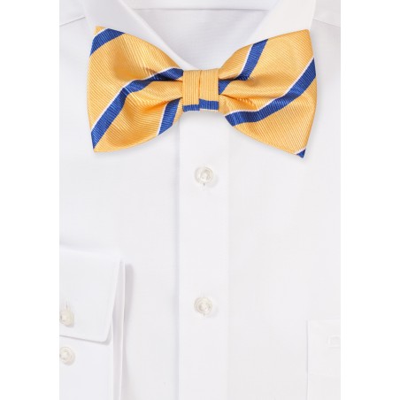 Repp Striped Bow Tie | Golden Yellow and Royal Blue