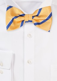 Repp Striped Bow Tie | Golden Yellow and Royal Blue