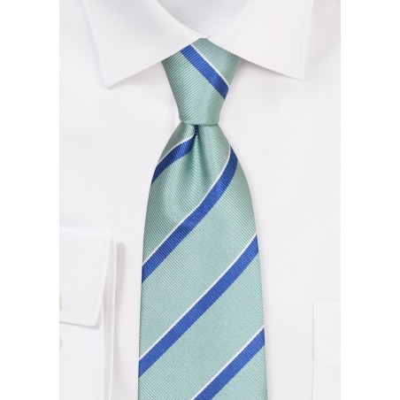 Extra Long Sage Green Repp Striped Tie