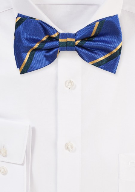 Navy Bow Tie with Golden Stripes