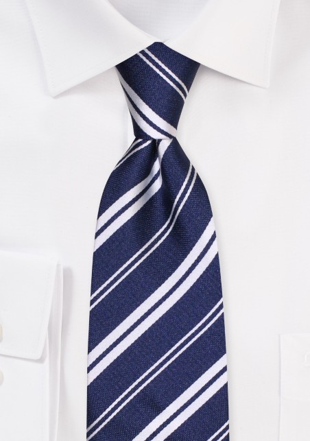 Trendy Striped Tie in Classic Black and Silver