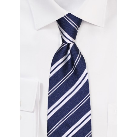 Black and Silver Striped Tie in XL Length | Extra Long Stripe Necktie
