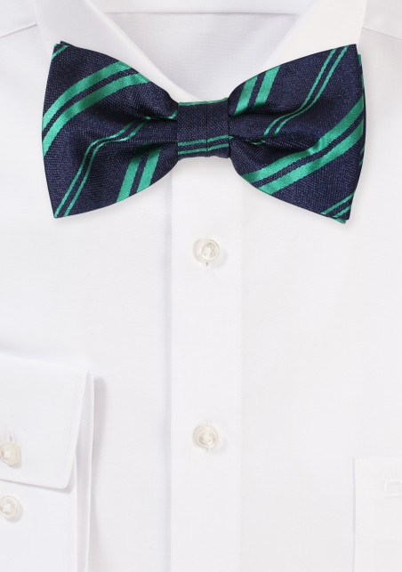 Striped Bow Tie in Black and Kelly Green