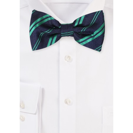 Striped Bow Tie in Black and Kelly Green