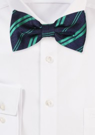 Striped Bow Tie in Black and Kelly Green