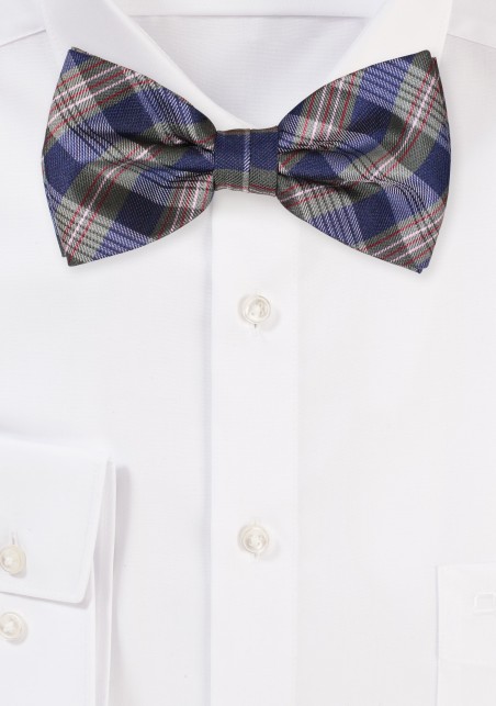 Navy and Hunter Green Checkered Bowtie