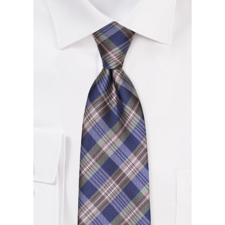 Navy and Dark Green Tie in Classic Checks