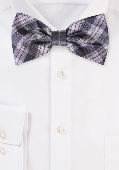 Checkered Bow Tie | Black Silver Modern Checks