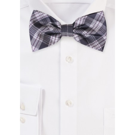 Checkered Bow Tie | Black Silver Modern Checks