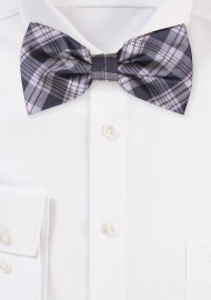 Checkered Bow Tie | Black Silver Modern Checks