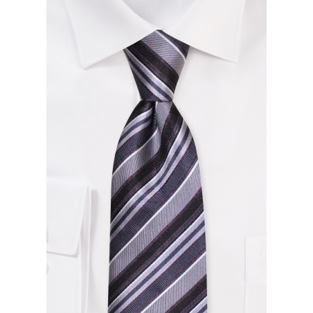 Black and Gray Stripe Tie in XXL Size