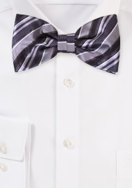 Stripes Bow Tie | Pre-tied Bow Tie in Black and Grays