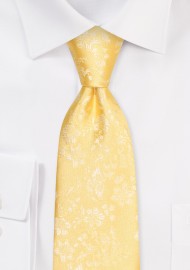 Extra Long Golden Floral Necktie