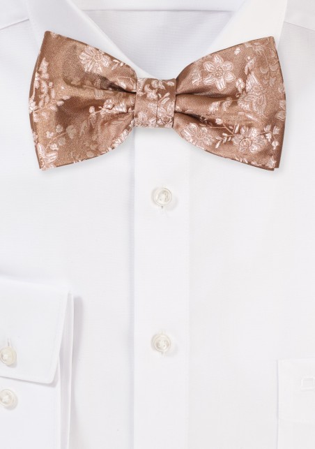 Antique Gold Floral Bow Tie