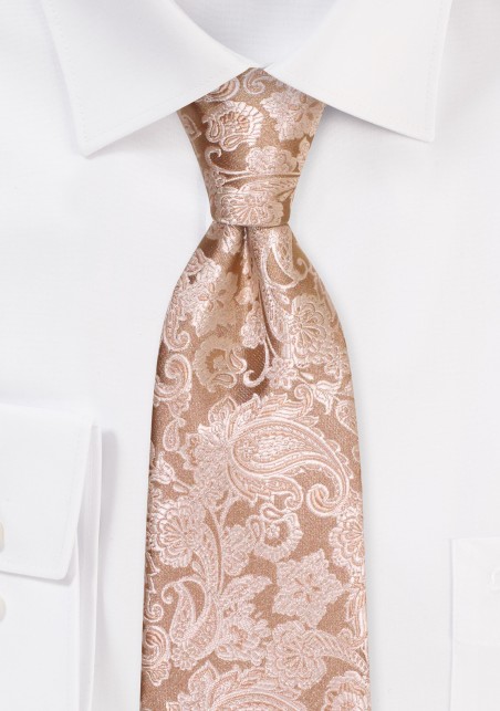 XL Tie in Gold Paisley Design