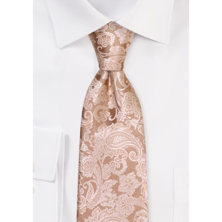 XL Tie in Gold Paisley Design