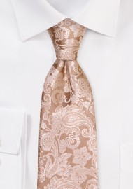 XL Tie in Gold Paisley Design