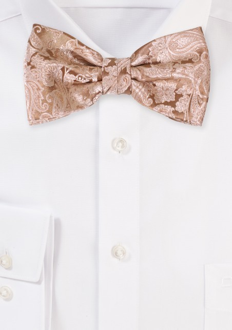 Golden Paisley Bow Tie in Pre-Tied Bowtie Style
