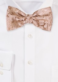 Golden Paisley Bow Tie in Pre-Tied Bowtie Style