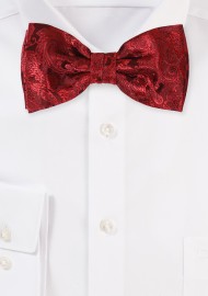Victorian Burgundy Paisley Bow Tie in Pre-Tied Bowtie Style