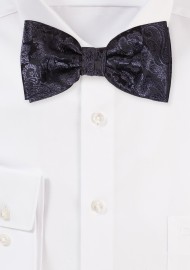 Solid Paisley Bowtie in Black in pre-Tied Style
