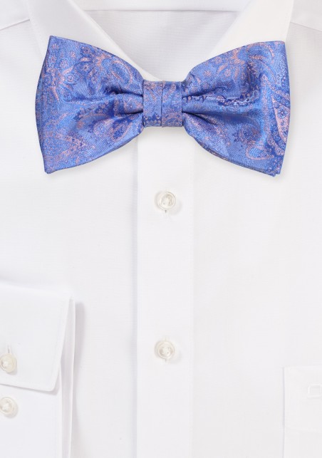 Sky Blue Bow Tie with Silver Paisley