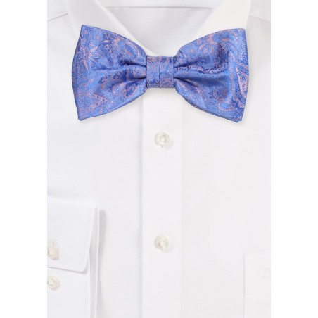 Sky Blue Bow Tie with Silver Paisley