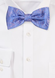 Sky Blue Bow Tie with Silver Paisley