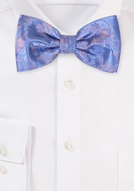 Light Blue Bowtie with Floral Design on a Ribbed Background