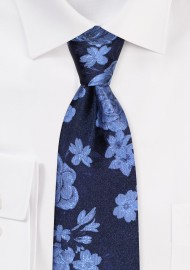 Midnight Blue Tie with Roses