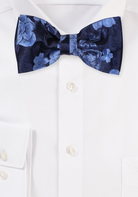 Midnight Navy Bowtie with Roses
