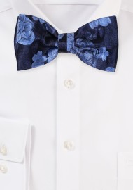 Midnight Navy Bowtie with Roses