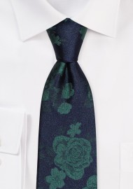 Roses Necktie in Dark Olive Green