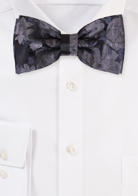 Charcoal Bowtie with Roses