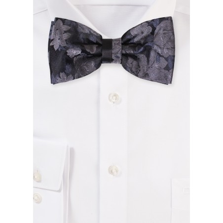 Charcoal Bowtie with Roses