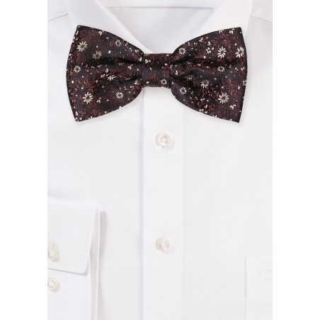 Brown and Gold Floral Bow Tie