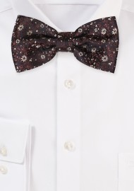 Brown and Gold Floral Bow Tie