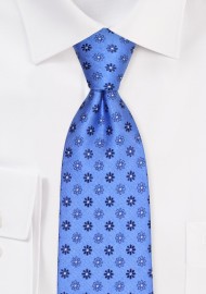 Floral Tie in XL Length in Shades of Blue