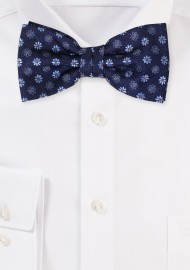 Dark Navy Blue Floral Bow Tie