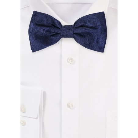 Classic Navy Floral Bowtie in Matte Finish